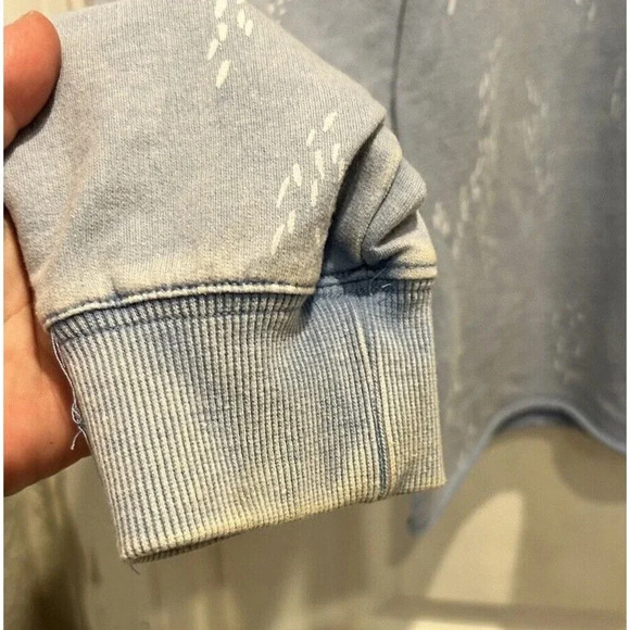 Thread + Supply‎ Women Sz M Crop Sweatshirt Light Blue Rolled Hem Factory Fading - Picture 4 of 7